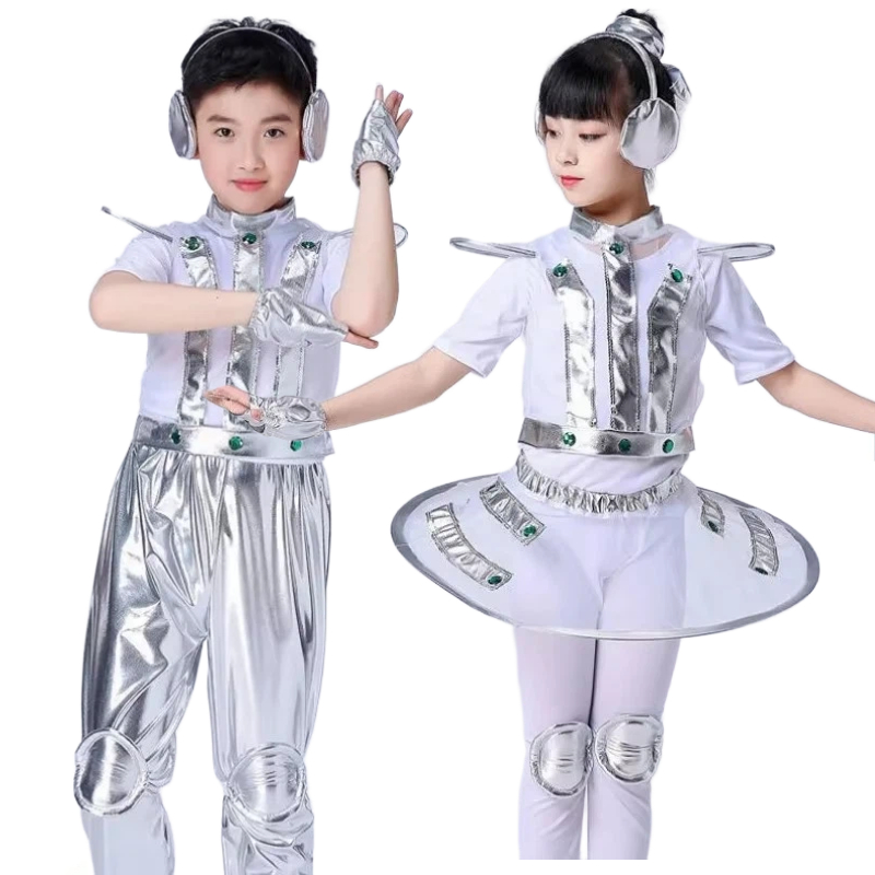 Robot Kit - キッズロボット宇宙未来スタイルコスチューム男の子女の子パフォーマンス衣装エイリアンハロウィンステージショーパーティーコスプレドレスアップ服