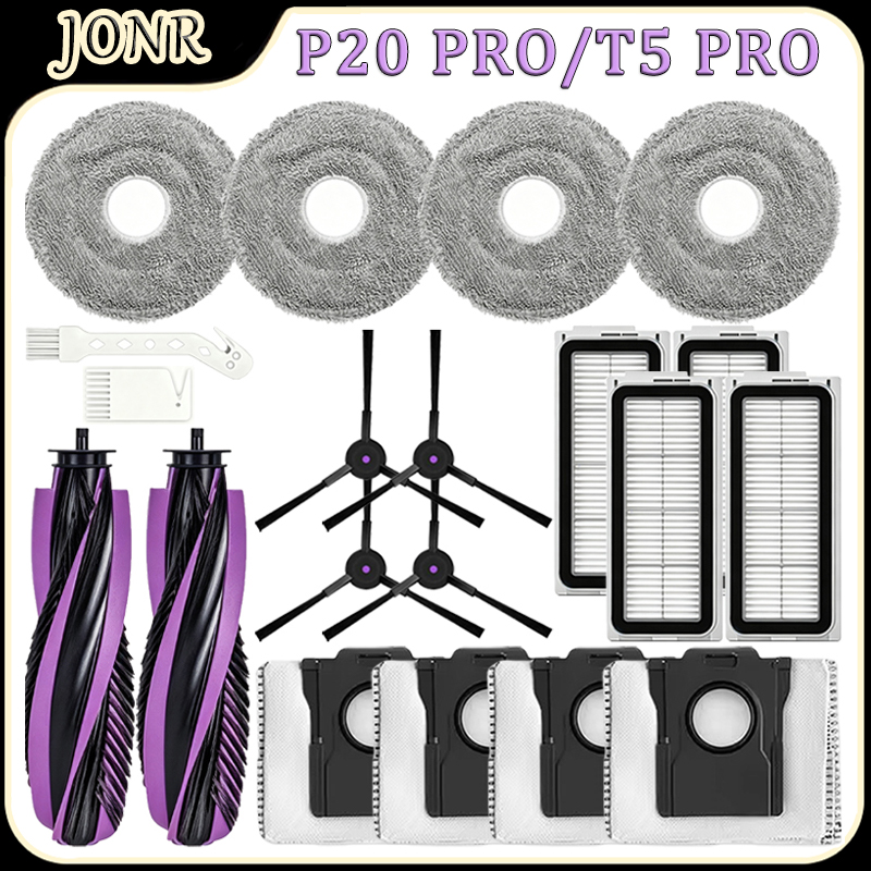 Robot Vacuum - JONR P20 PRO/T5 PRO ロボット掃除機用アクセサリー：メインブラシ、HEPAフィルター、モップパッド、サイドブラシ、ダストバッグ、交換部品