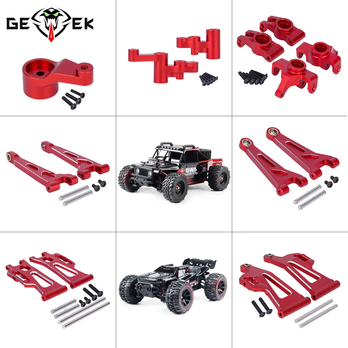 Robot Car Kit - CNCアルミ製ステアリングカップ、フロントリアスイングアーム、サーボアームキット MJX Hyper Go 1/14 14209