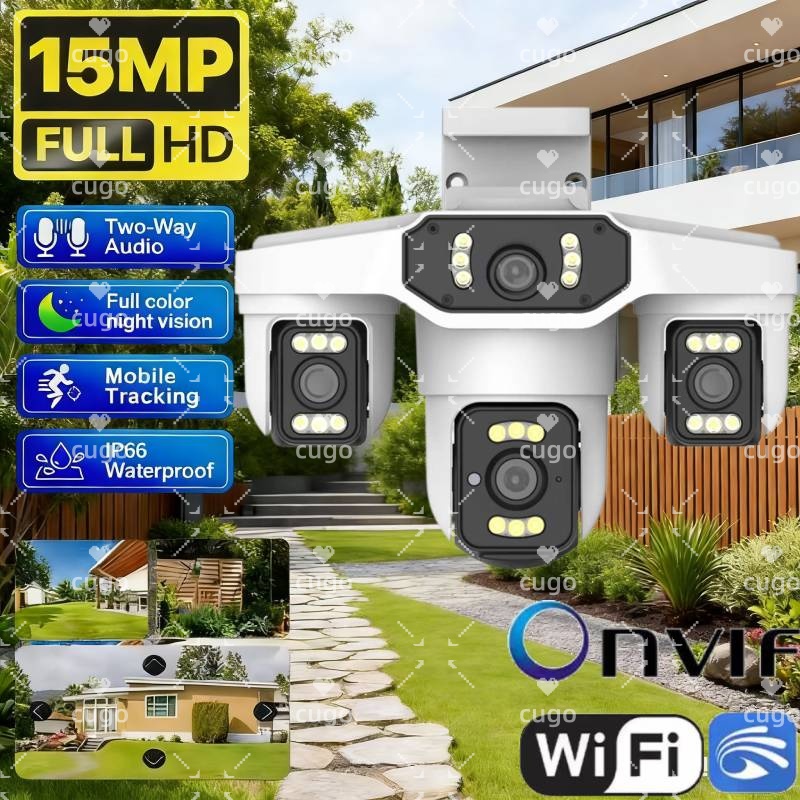 15MP 8K Wifi IPカメラ 3レンズPTZ屋外用  - Pan Tilt Bracket のレビューと価格