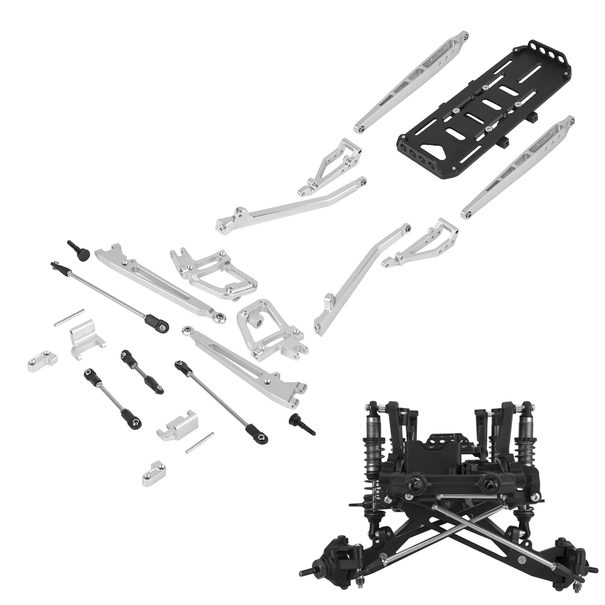 12x 1/10アルミニウムフロントアクスルサスペンションキ - Servo Kit のレビューと価格