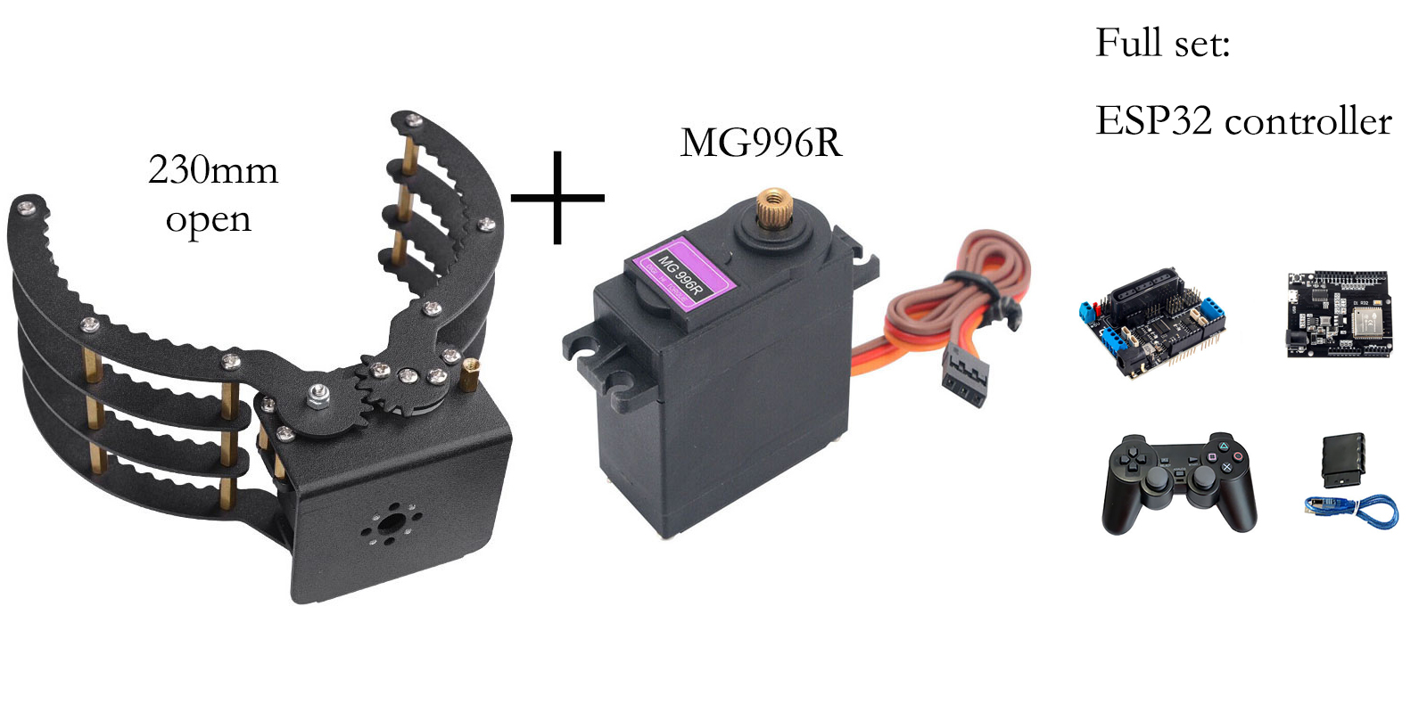 230mmの開口部を持つ機械式クロー（把持具）。MG996  - Robot Gripper Claw のレビューと価格